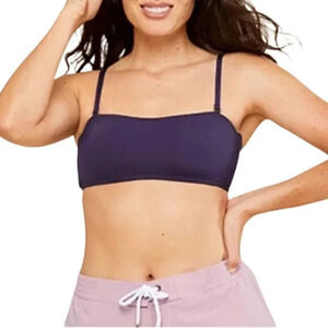 Andie Swim The Rio Bikini Top Navy Size Large Convertible Straps NEW